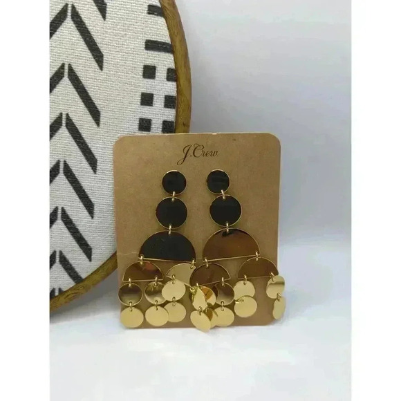 NEW J.Crew Gold Tone Dangle Geometric Shapes Lightweight Metal Earrings 25901 - Picture 4 of 7